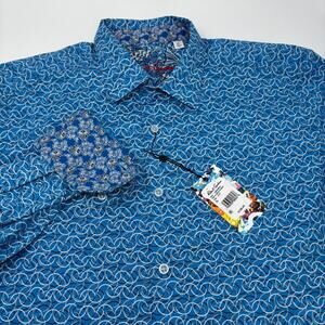 Robert Graham XL Blue Circle Pattern Flip Cuff‎ Long Sleeve Button Up Shirt NWT